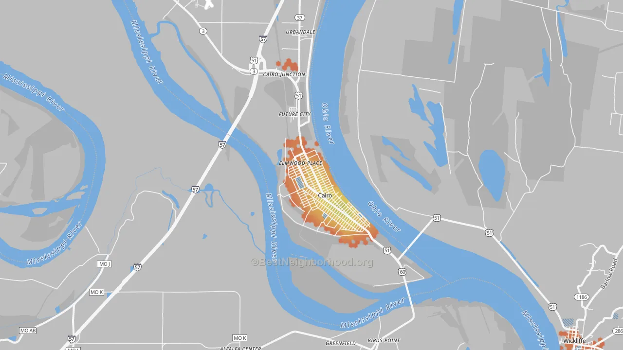 Bike Grade map of 62914, IL