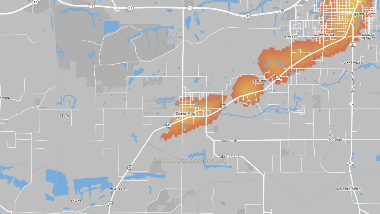 Bike Grade map of 62917, IL