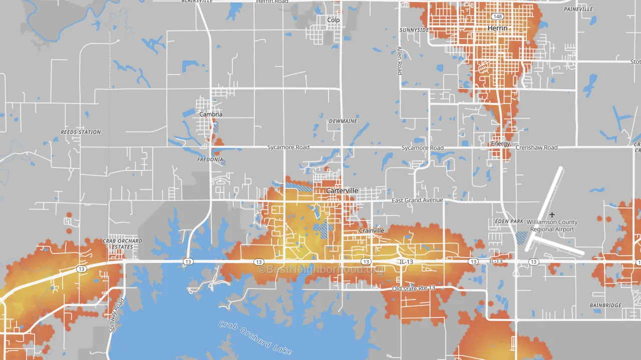 Bike Grade map of 62918, IL
