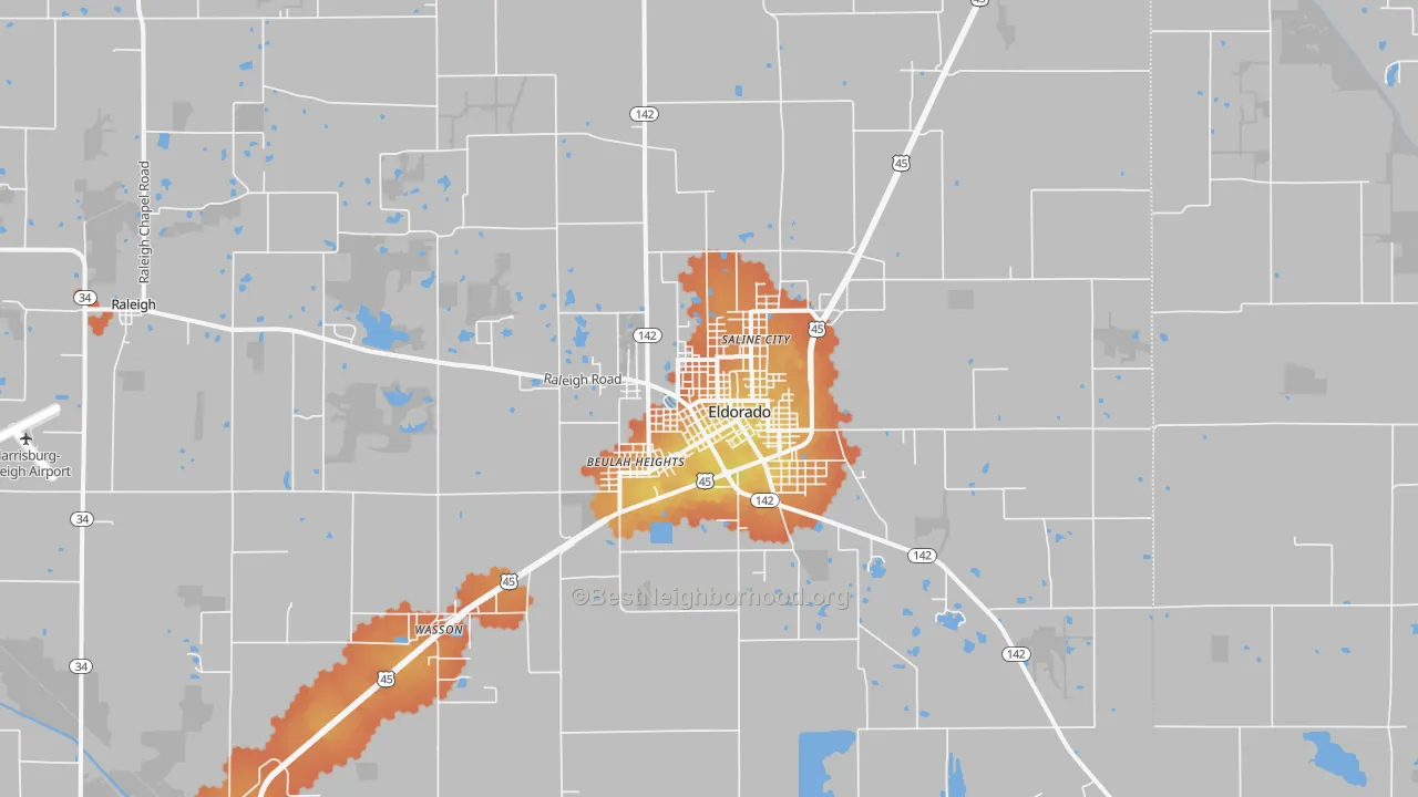 Bike Grade map of 62930, IL
