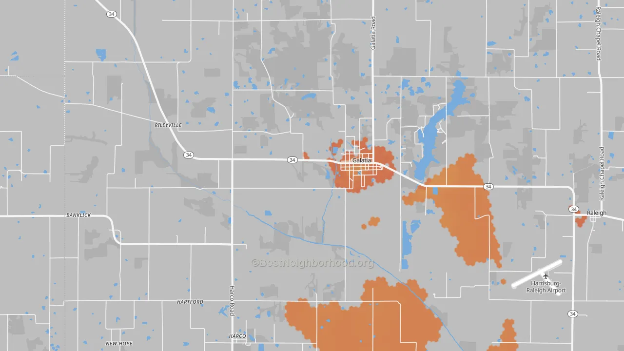 Bike Grade map of 62935, IL