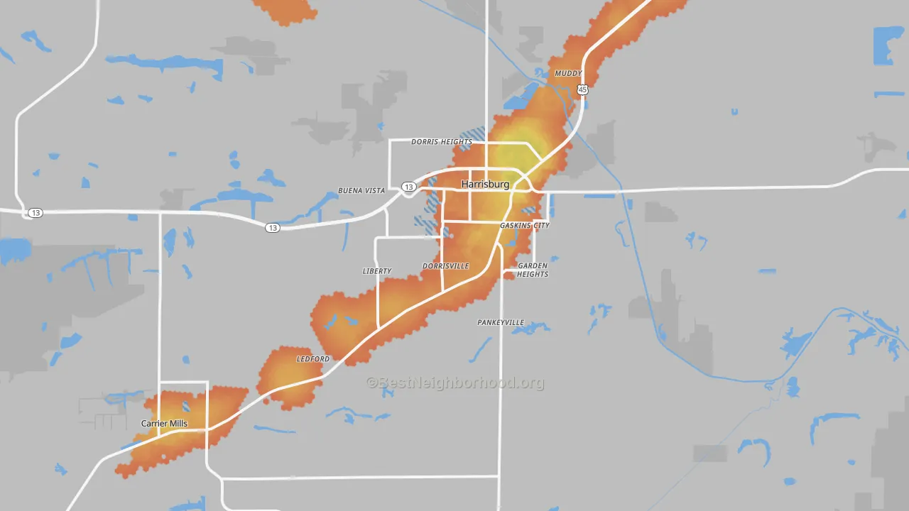 Bike Grade map of 62946, IL