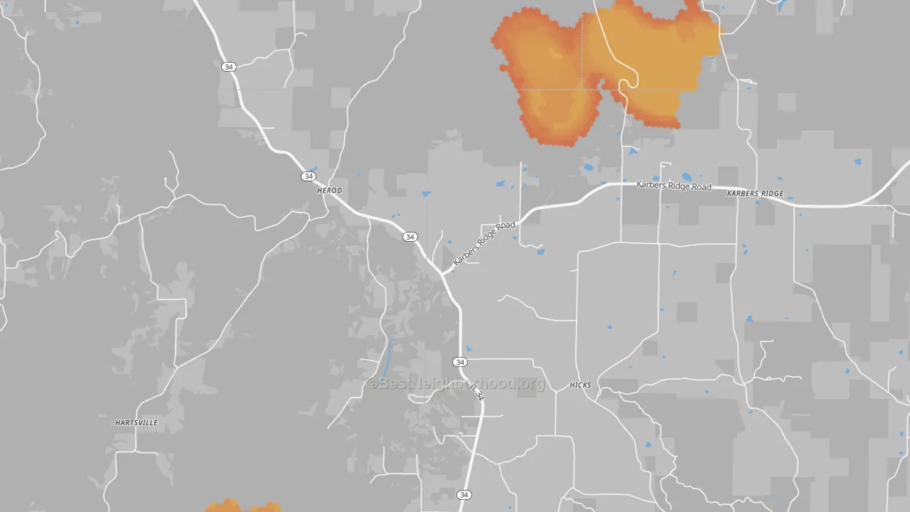 Bike Grade map of 62947, IL
