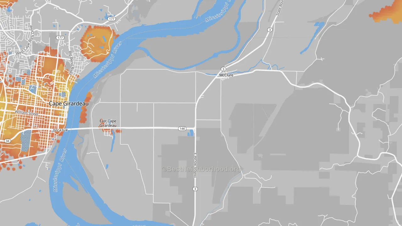 Bike Grade map of 62957, IL
