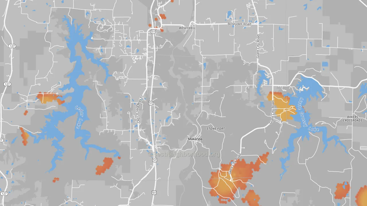 Bike Grade map of 62958, IL