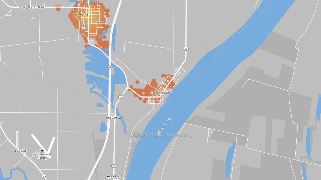 Bike Grade map of 62963, IL