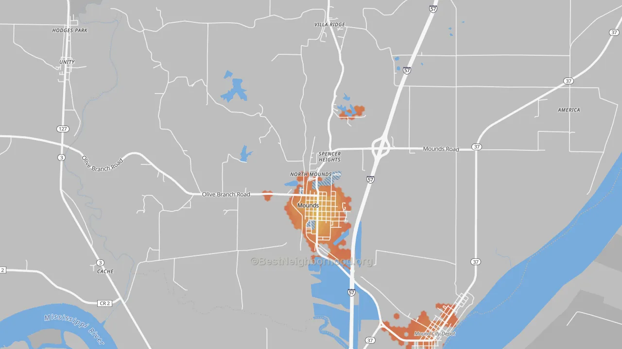 Bike Grade map of 62964, IL