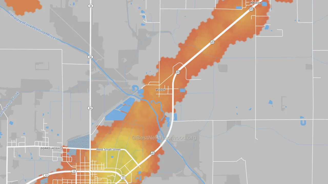 Bike Grade map of 62965, IL