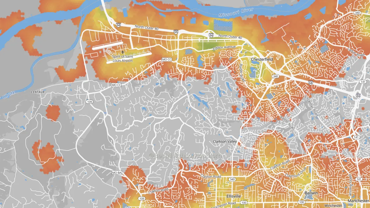 Bike Grade map of 63005, MO