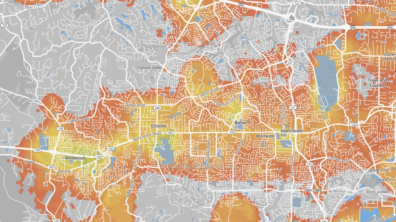 Bike Grade map of 63011, MO