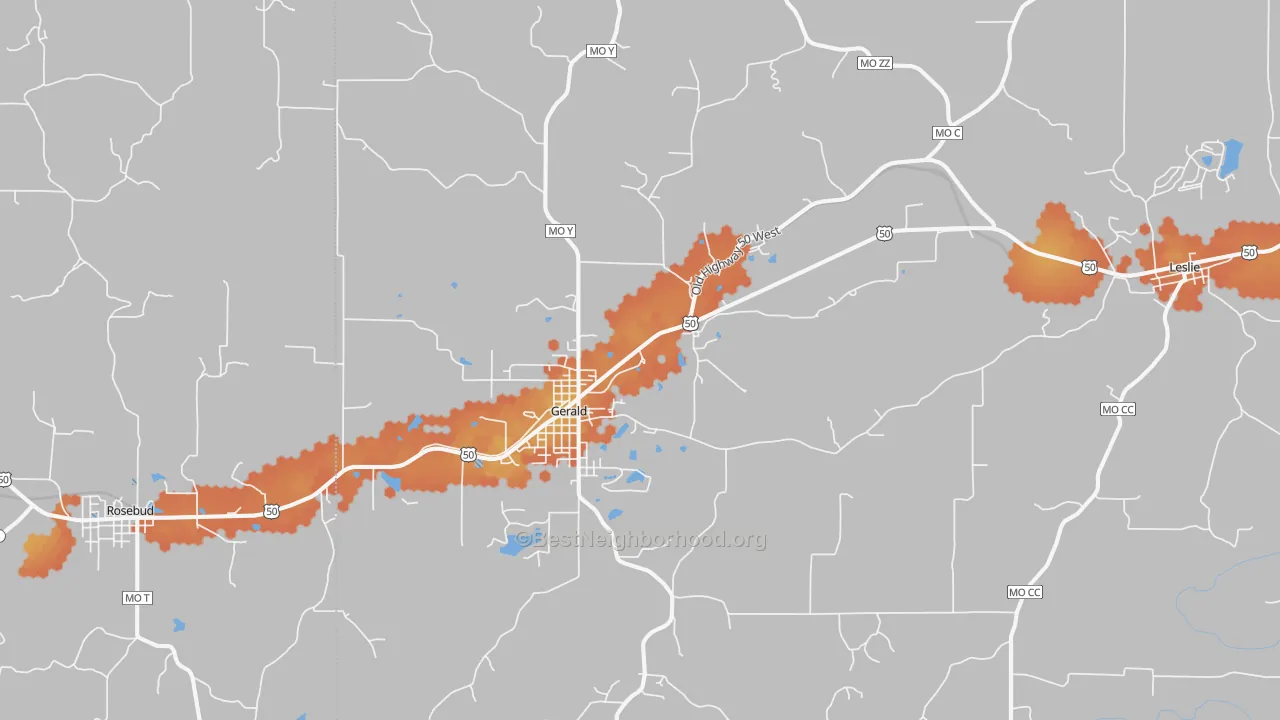 Bike Grade map of 63037, MO