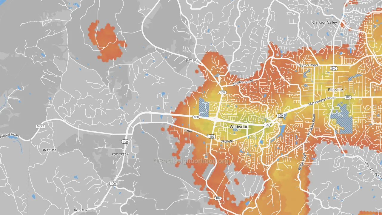 Bike Grade map of 63038, MO