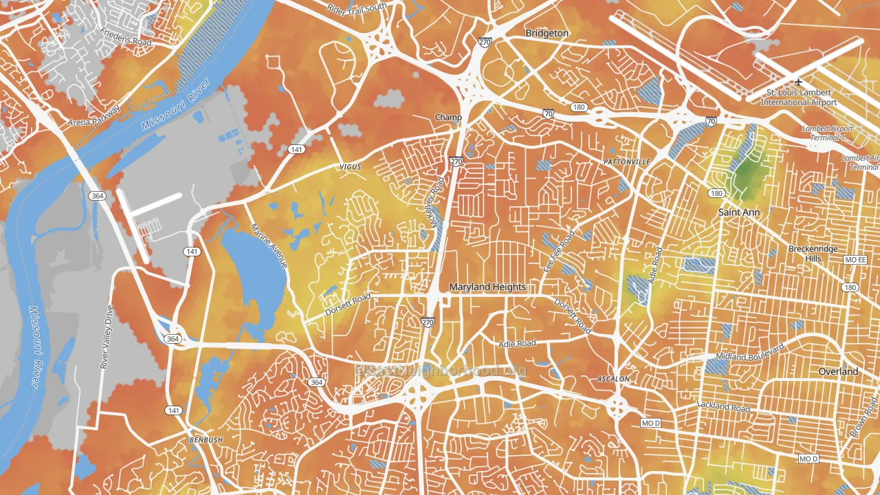 Bike Grade map of 63043, MO