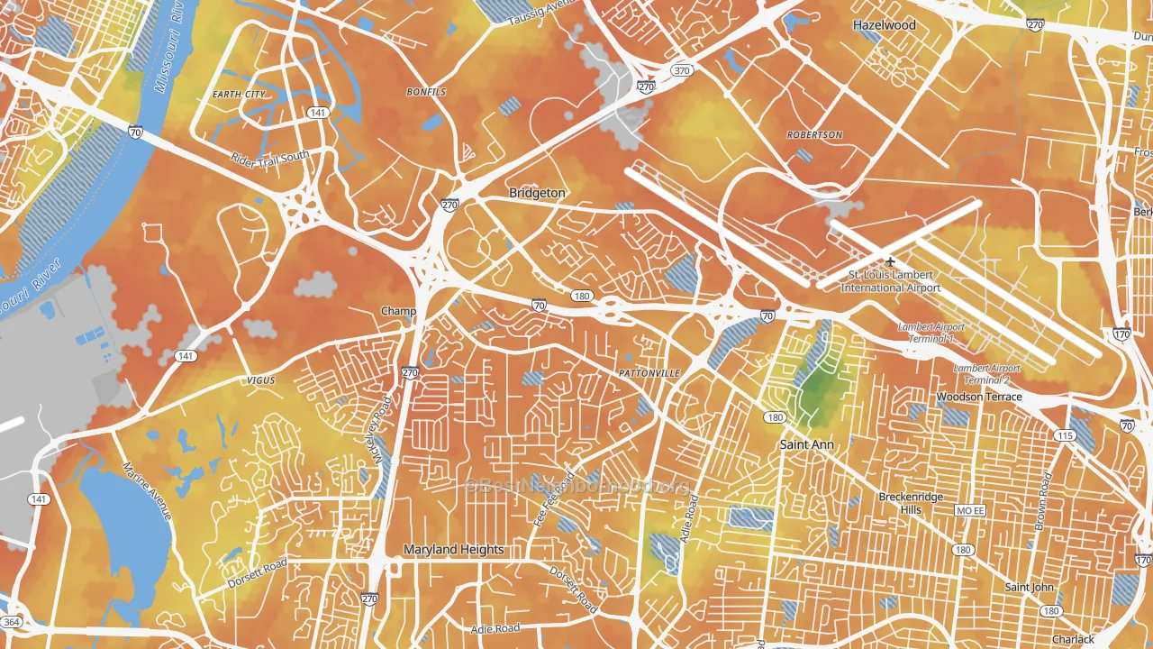 Bike Grade map of 63044, MO
