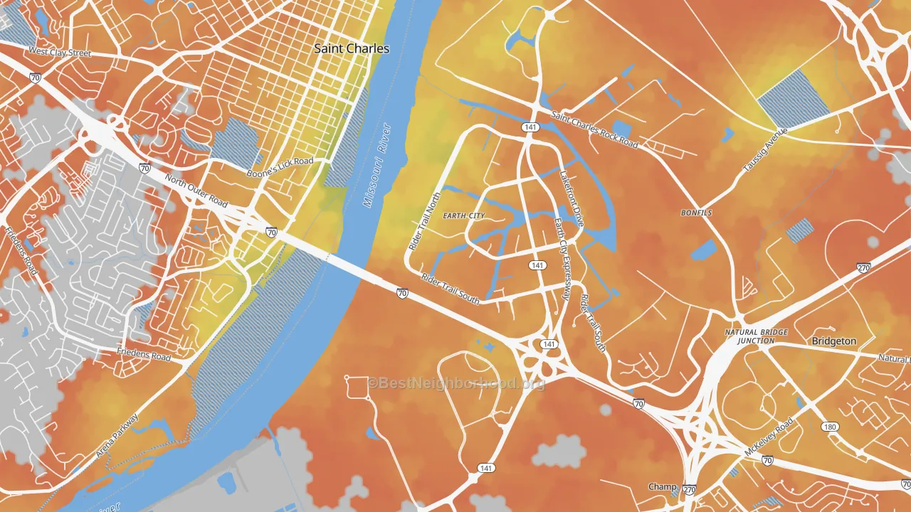 Bike Grade map of 63045, MO
