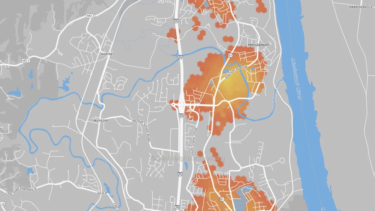 Bike Grade map of 63048, MO
