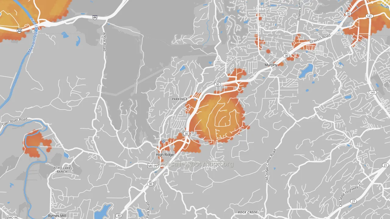 Bike Grade map of 63049, MO