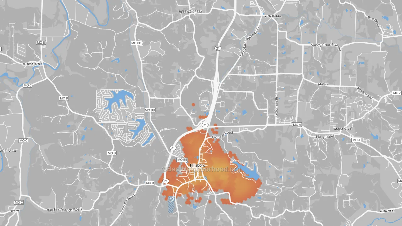 Bike Grade map of 63050, MO