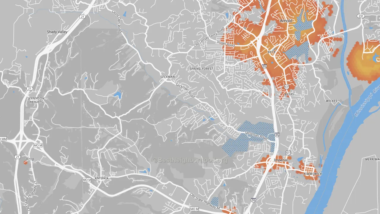 Bike Grade map of 63052, MO