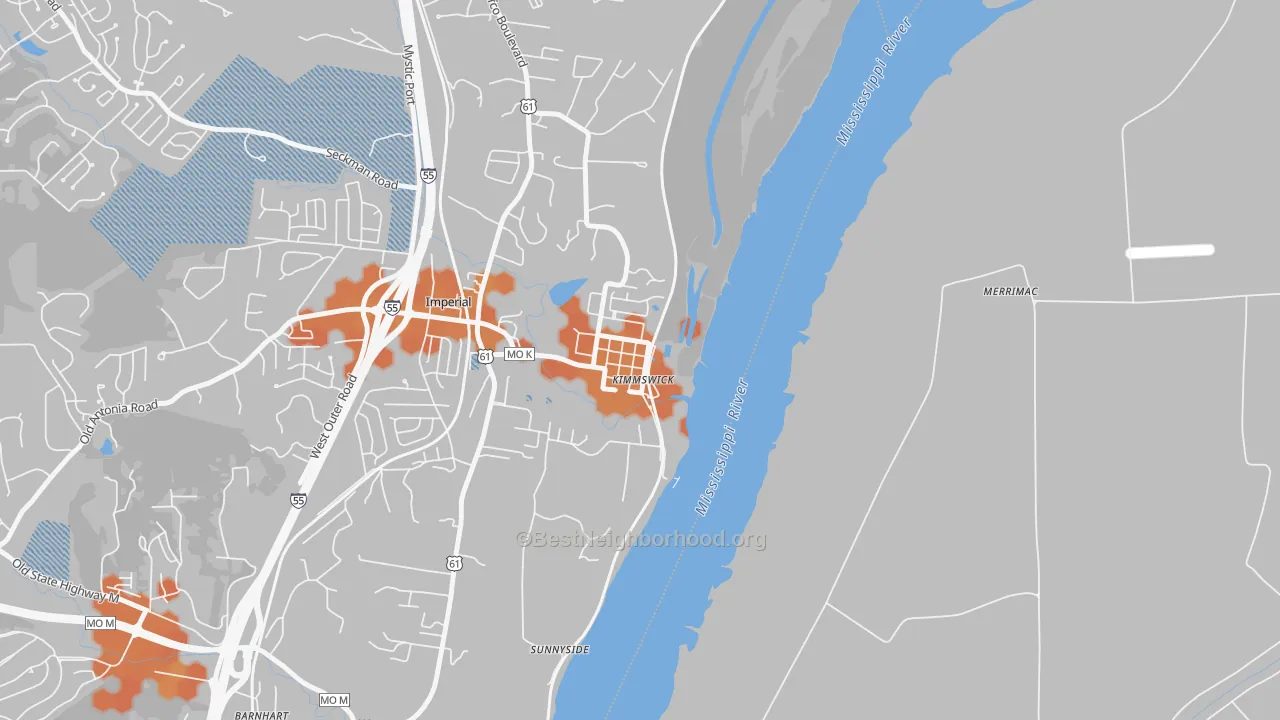 Bike Grade map of 63053, MO