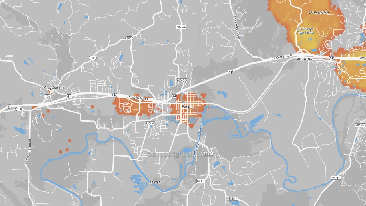 Bike Grade map of 63069, MO