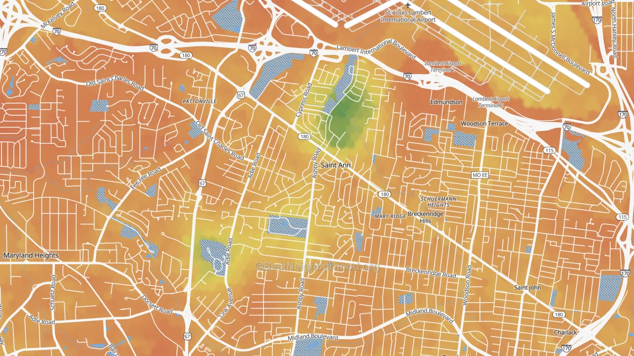 Bike Grade map of 63074, MO