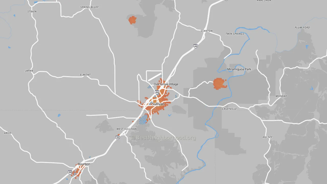 Bike Grade map of 63080, MO