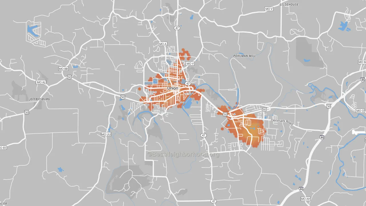 Bike Grade map of 63084, MO