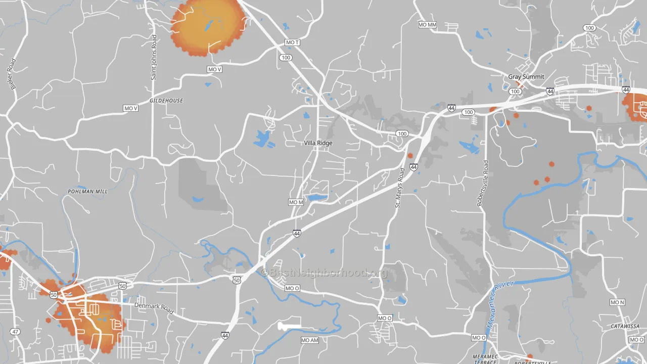 Bike Grade map of 63089, MO