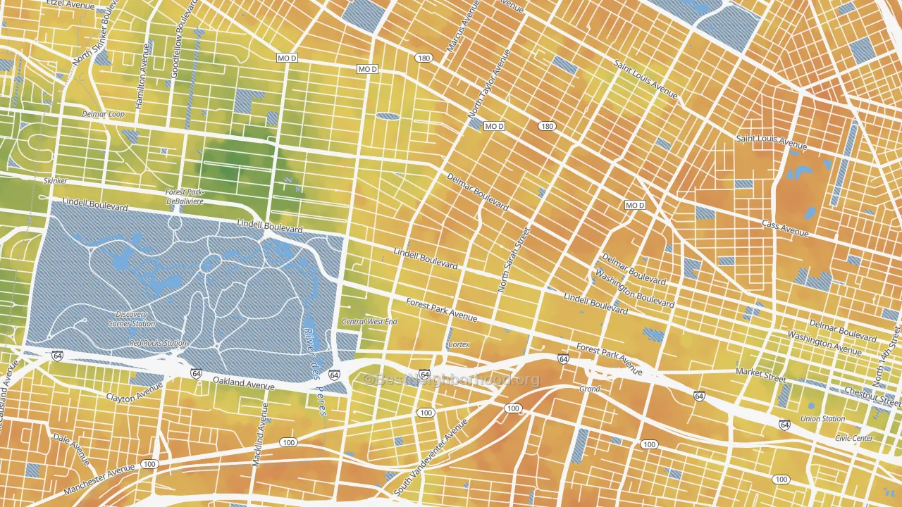 Bike Grade map of 63108, MO