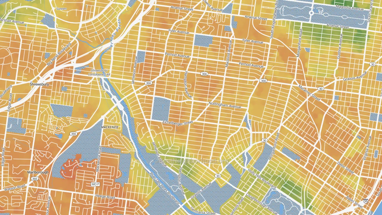 Bike Grade map of 63109, MO