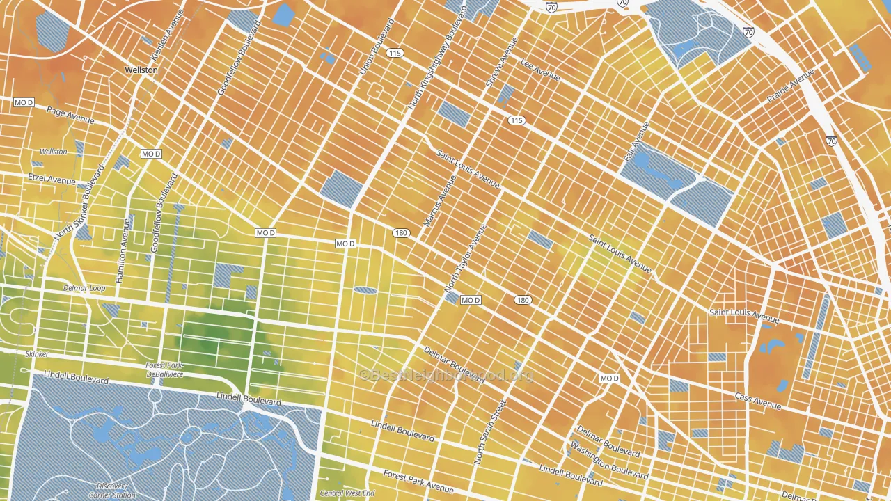 Bike Grade map of 63113, MO