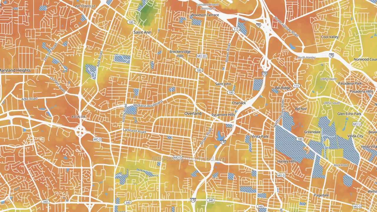Bike Grade map of 63114, MO