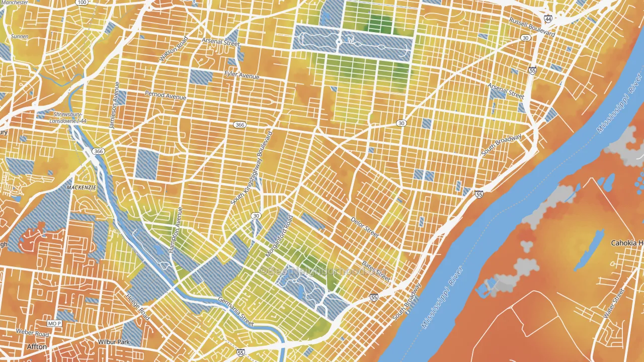 Bike Grade map of 63116, MO