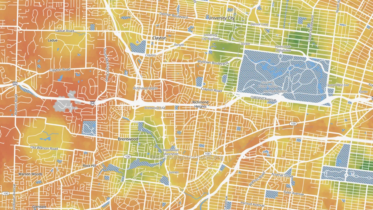 Bike Grade map of 63117, MO