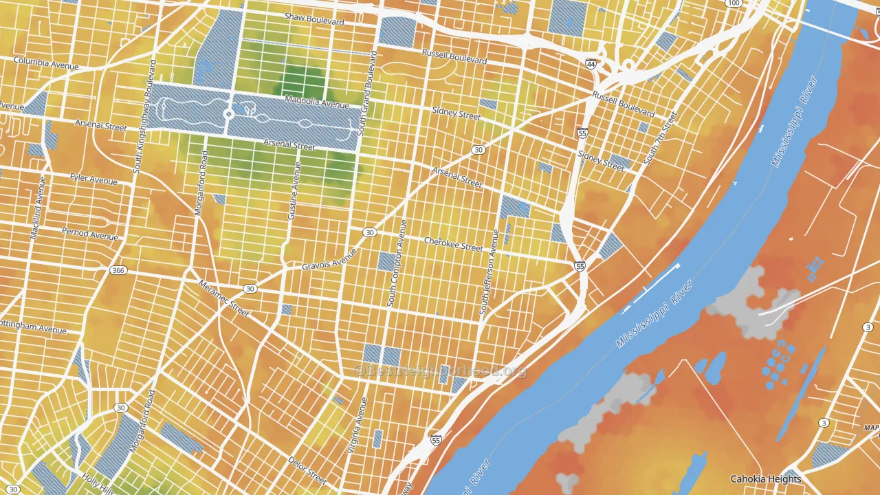 Bike Grade map of 63118, MO