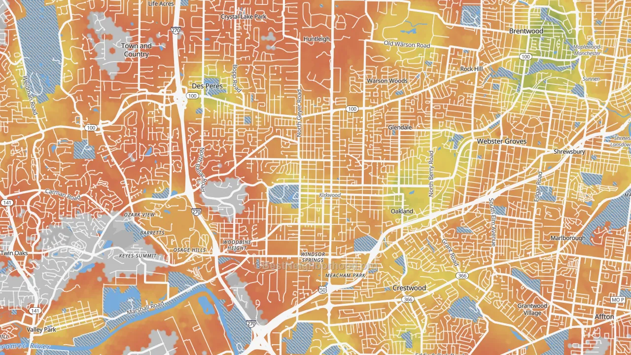 Bike Grade map of 63122, MO