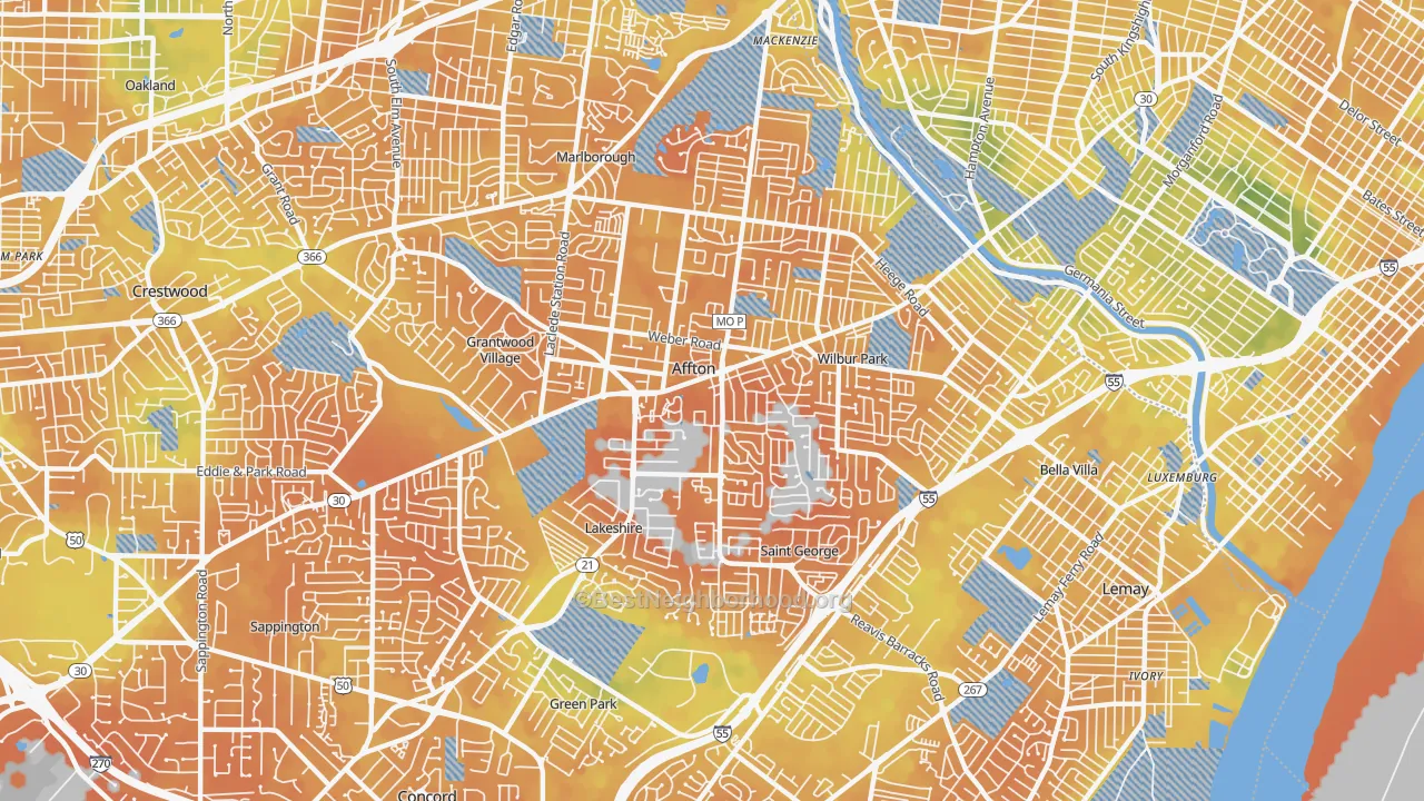 Bike Grade map of 63123, MO