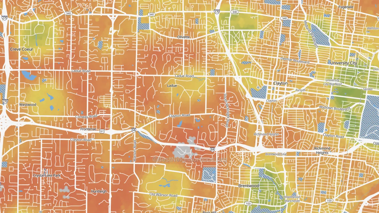 Bike Grade map of 63124, MO