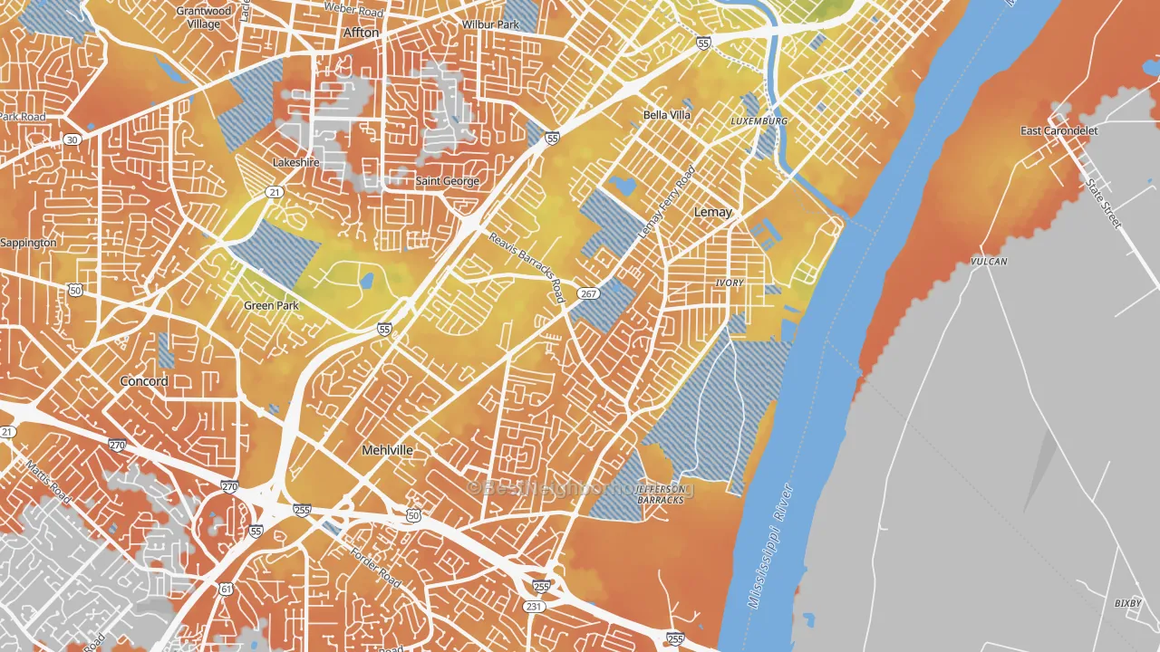 Bike Grade map of 63125, MO