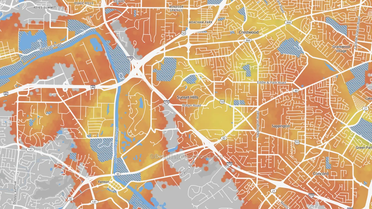 Bike Grade map of 63127, MO