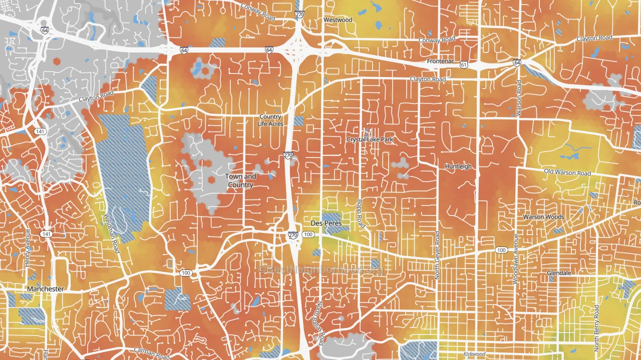 Bike Grade map of 63131, MO