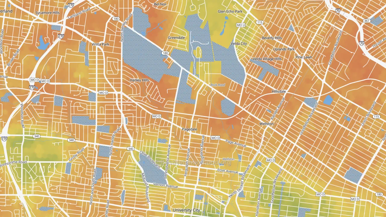 Bike Grade map of 63133, MO