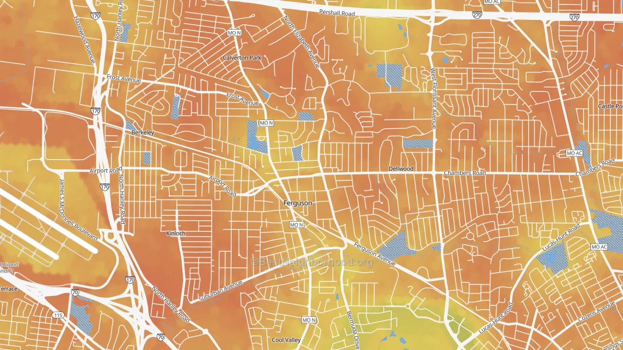 Bike Grade map of 63135, MO