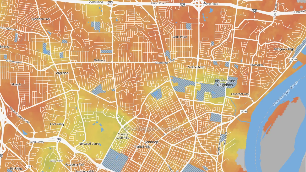 Bike Grade map of 63136, MO