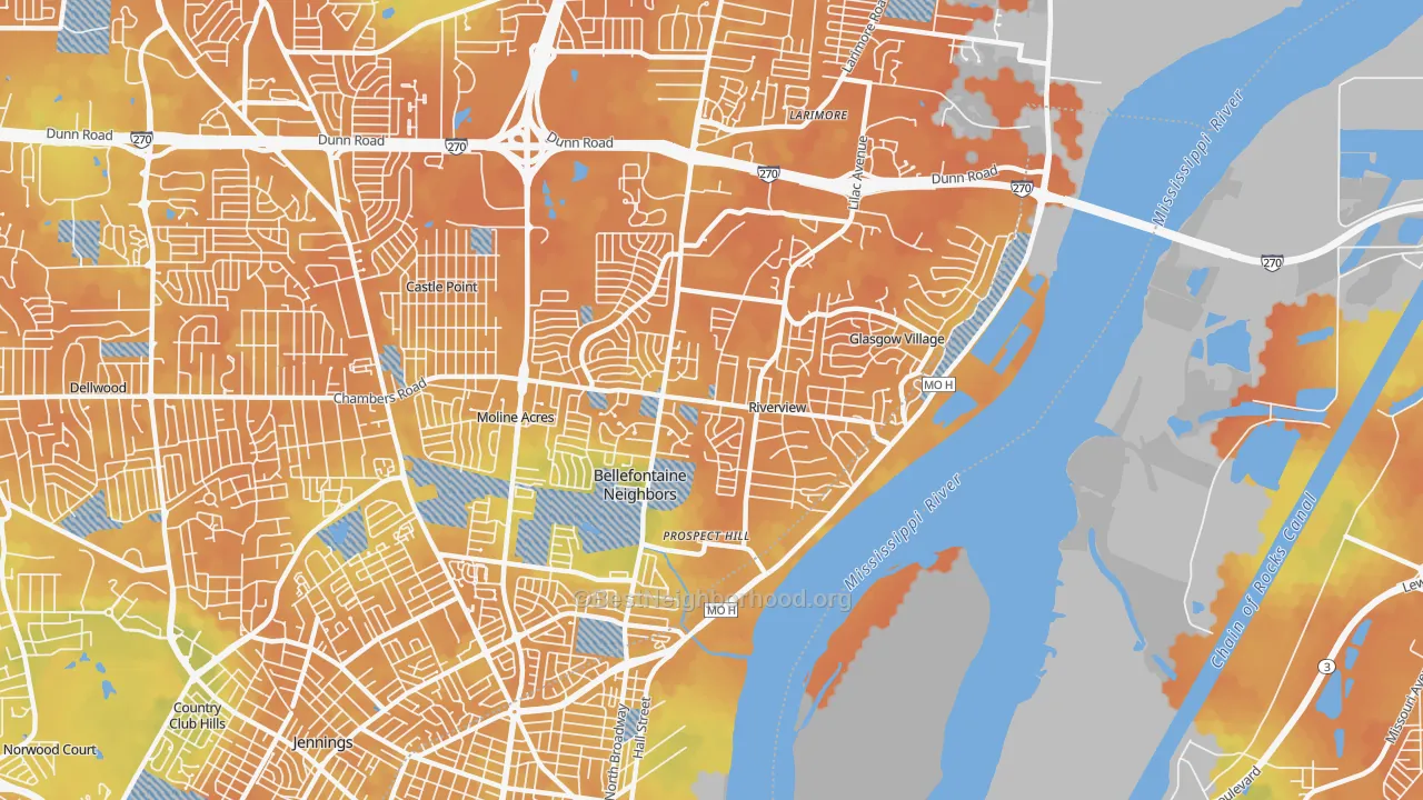 Bike Grade map of 63137, MO