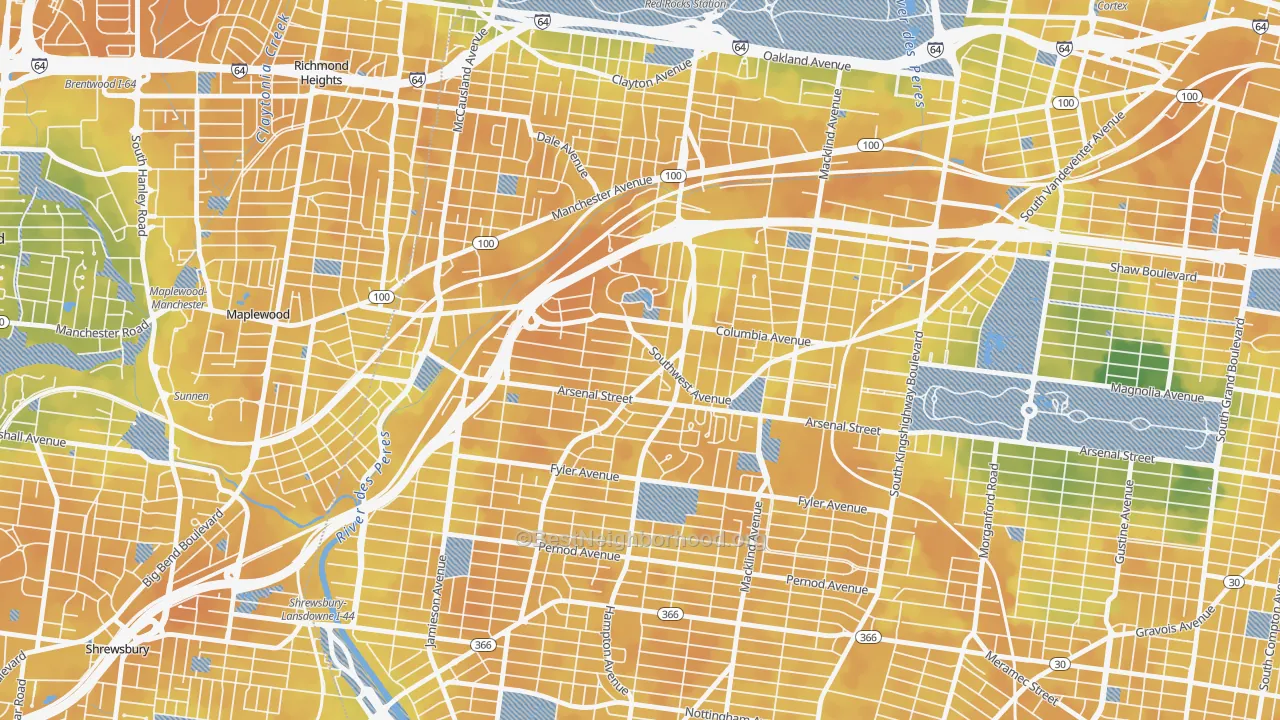 Bike Grade map of 63139, MO