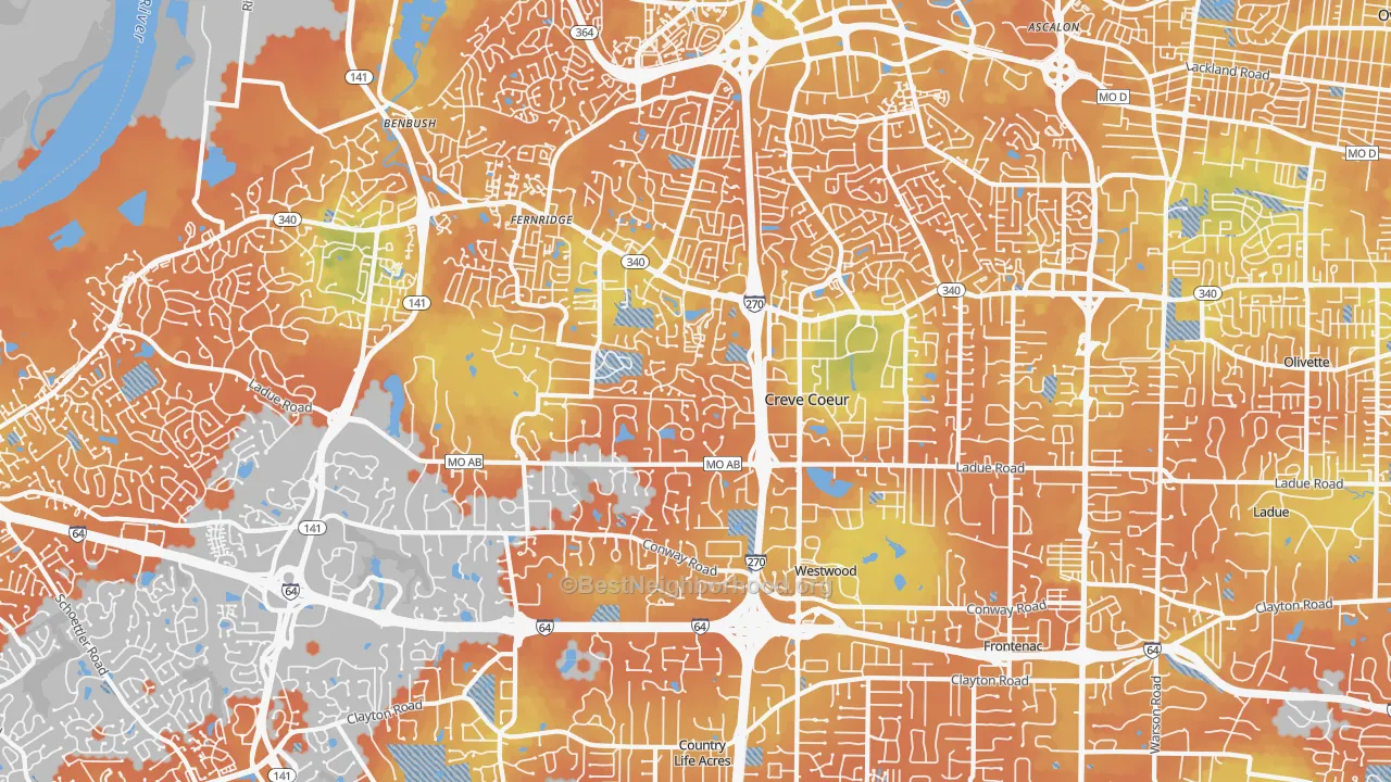 Bike Grade map of 63141, MO