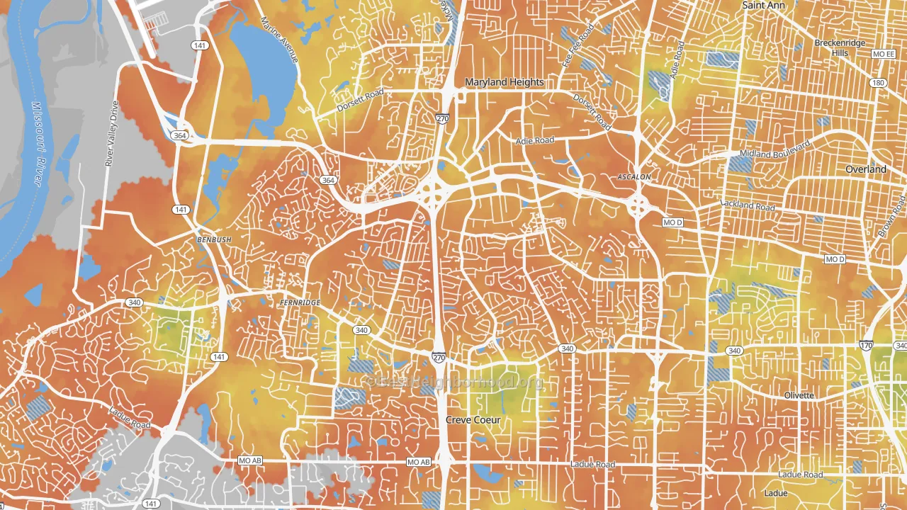 Bike Grade map of 63146, MO