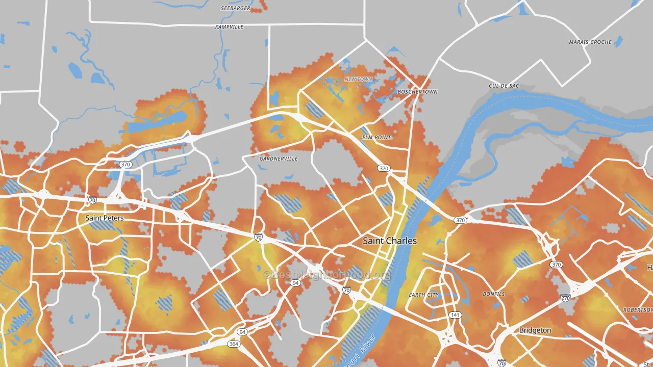 Bike Grade map of 63301, MO
